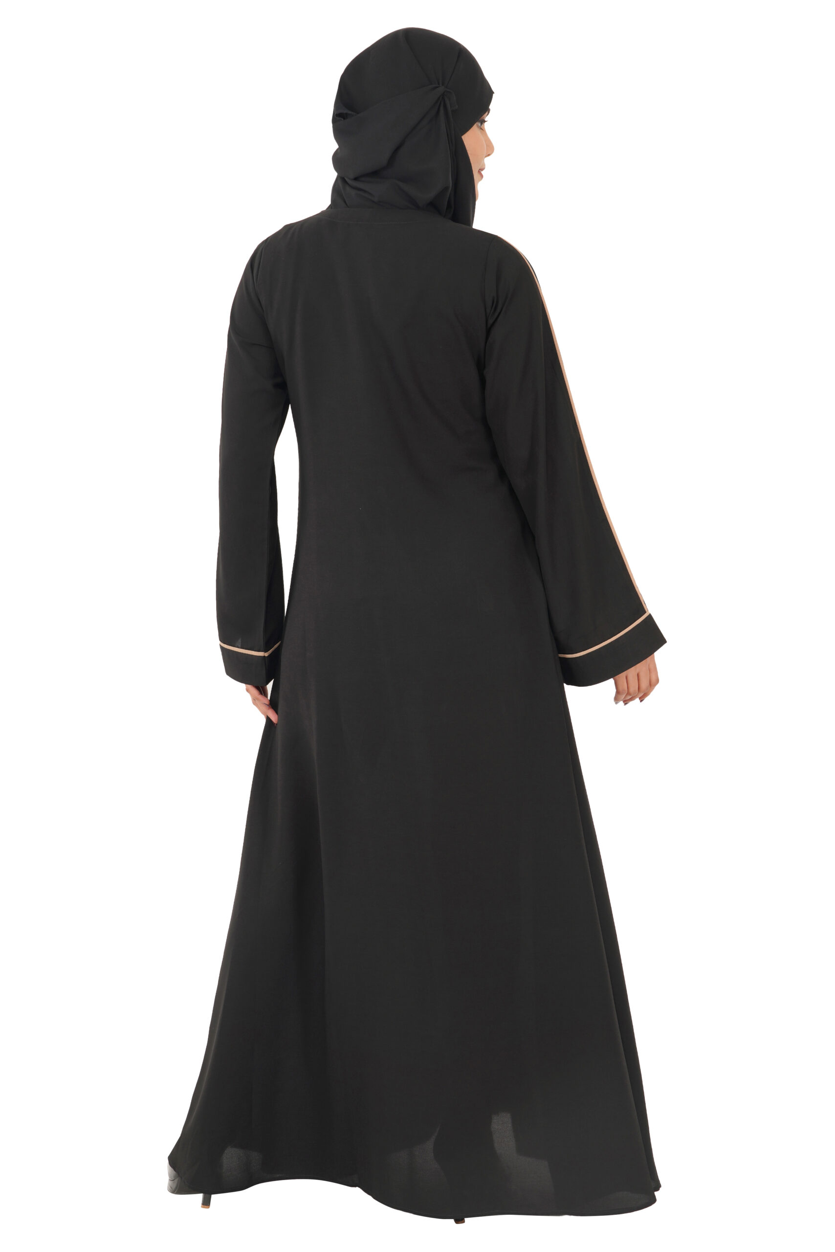 Casual front open abaya burqa with piping work - indianfashionstore